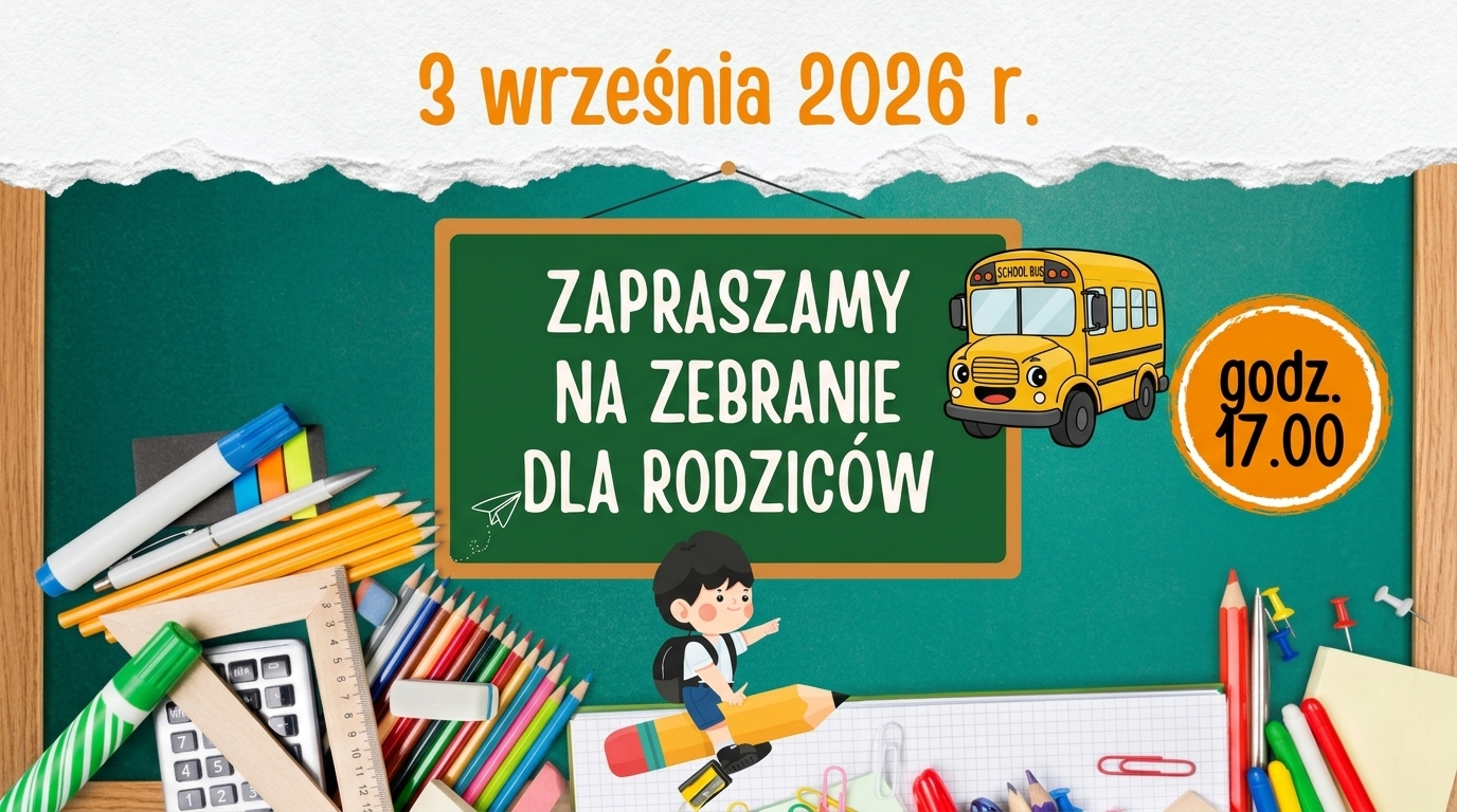Grafika - plakat informujący o&nbsp;zebraniu dla rodzic&oacute;w