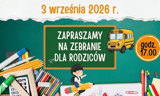 Grafika - plakat informujący o zebraniu dla rodziców