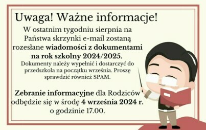 Grafika z informacją o ważnych dokumentach dla Rodziców