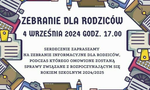 Grafika - informacja o zebraniu dla rodziców