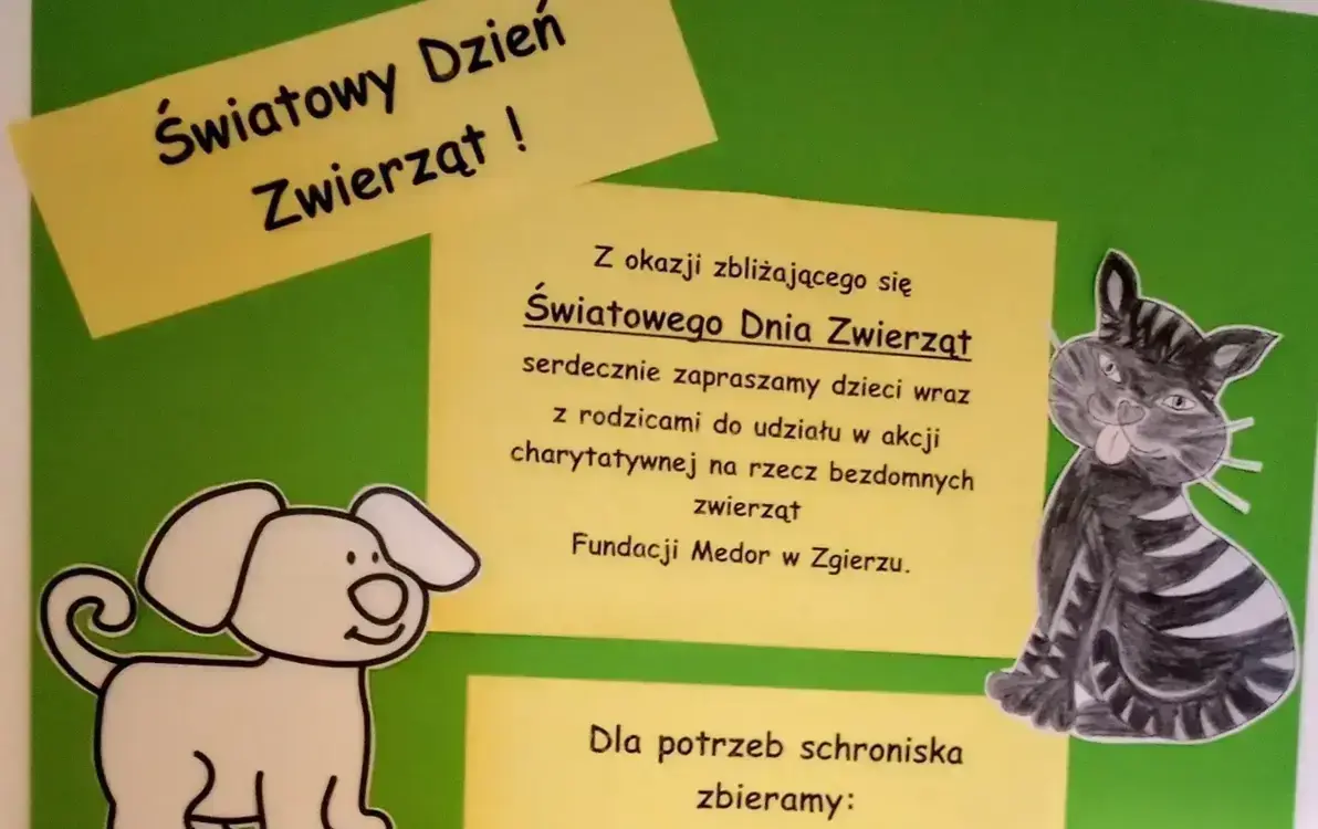 Plakat promujący zbiórkę karmy